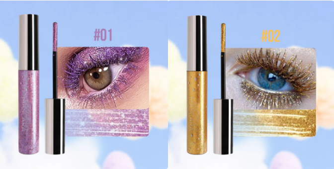 Färgglad Glittermascara