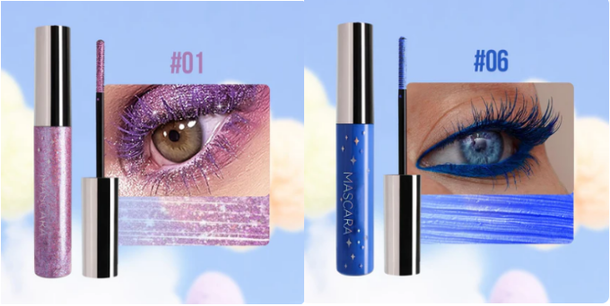 Färgglad Glittermascara