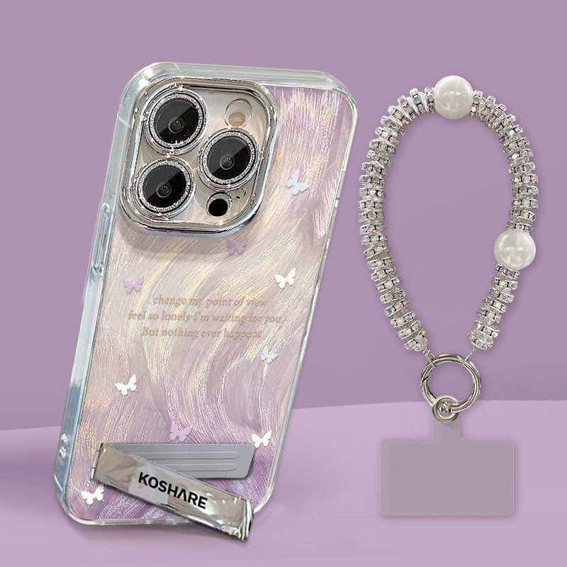 Lila Gradient Butterfly Stand Armband Telefonskal
