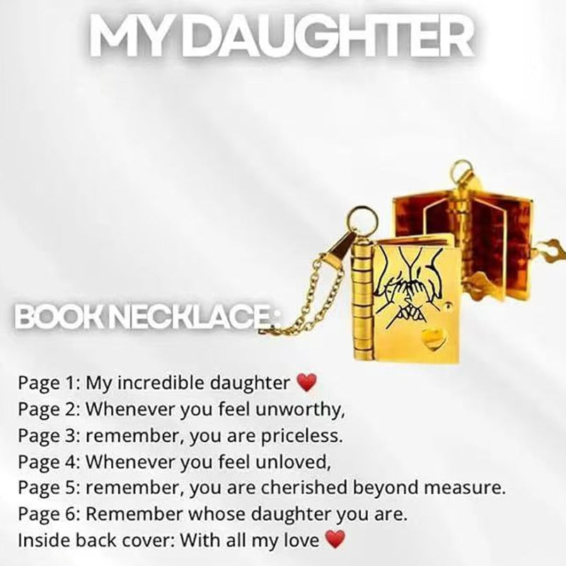 đȘmini Book Necklace - Evig kĂ€rlek ingraverad i mönster