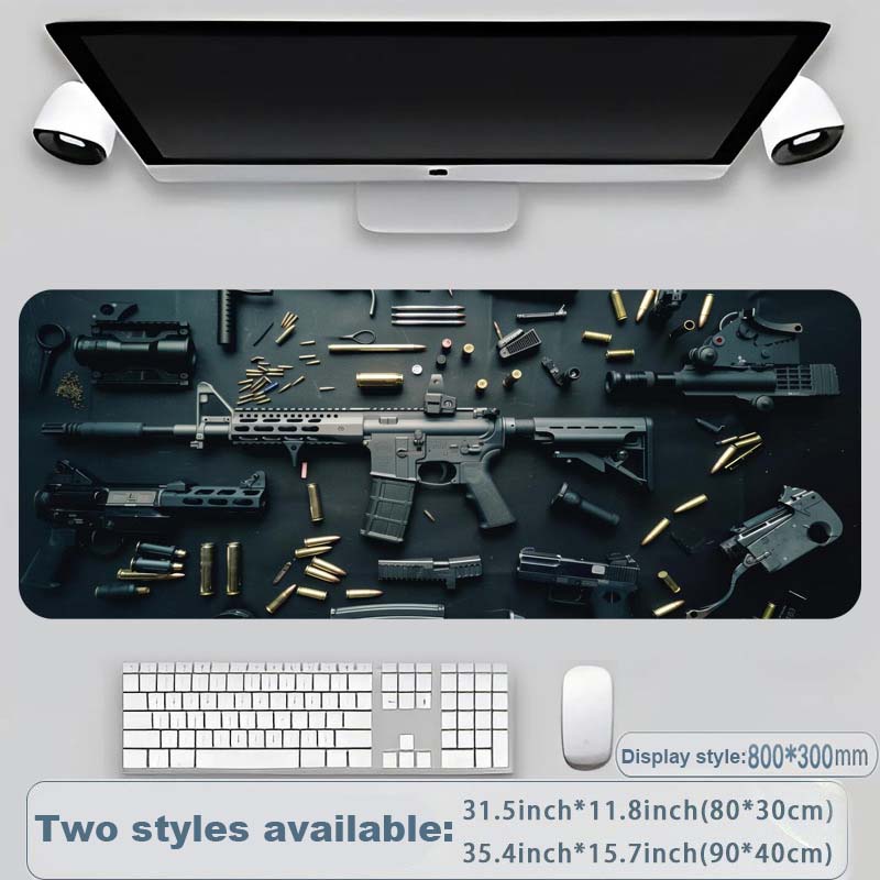 Cool Military Weapon Build Weapon Parts Display Stor musmatta för spel, snyggt skrivbordsskydd med halkfritt gummi, flera storlekar för bärbar dator och skrivbord