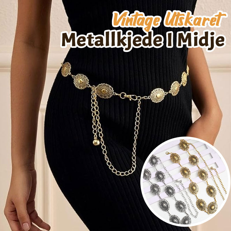 Vintage midjekjede i utskÄret metall