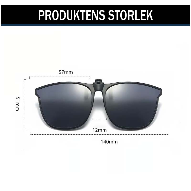 Nya polariserade clip-on solglasögon med uppfällbar design