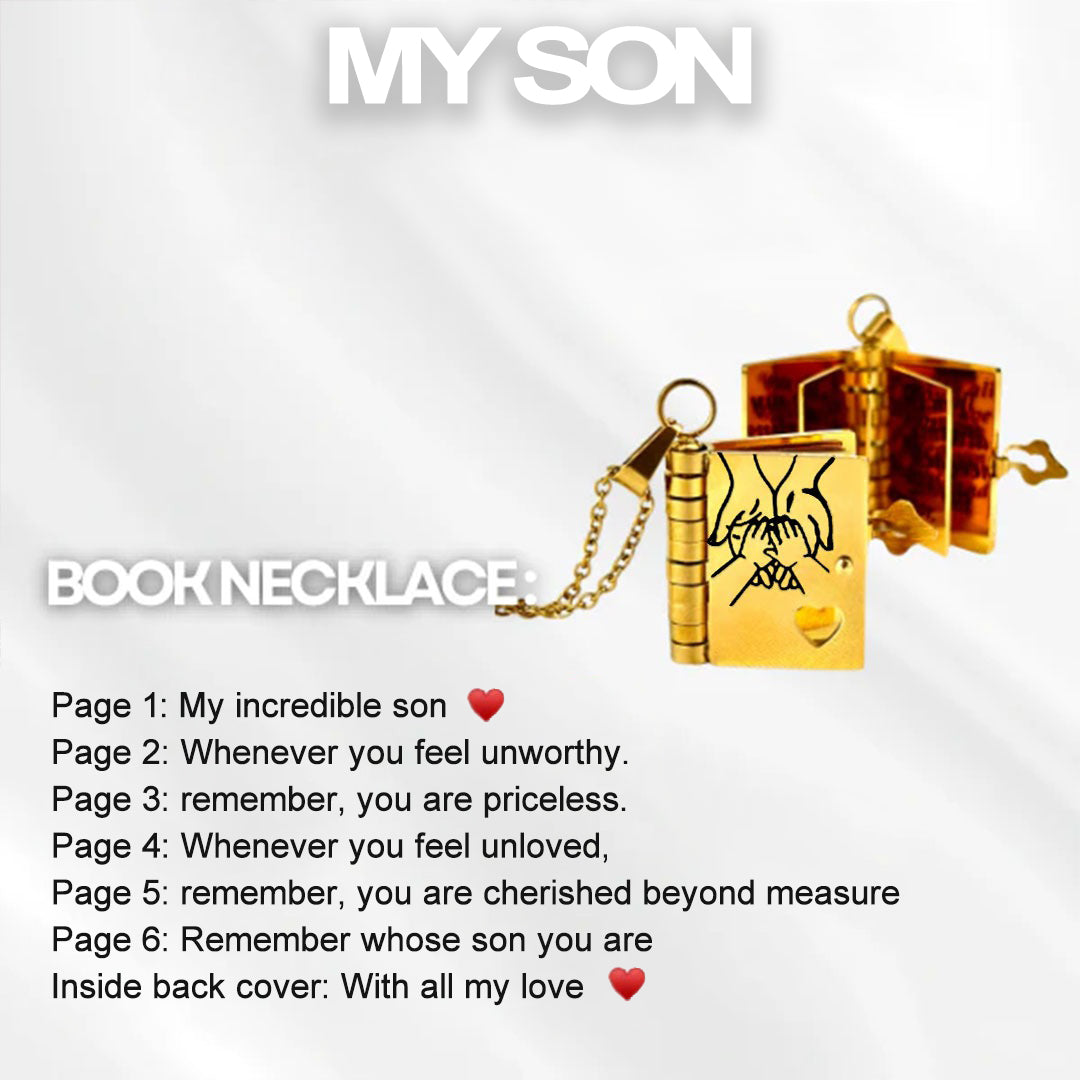 đȘmini Book Necklace - Evig kĂ€rlek ingraverad i mönster