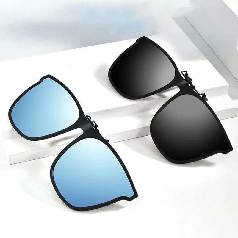Nya polariserade clip-on solglasögon med uppfällbar design