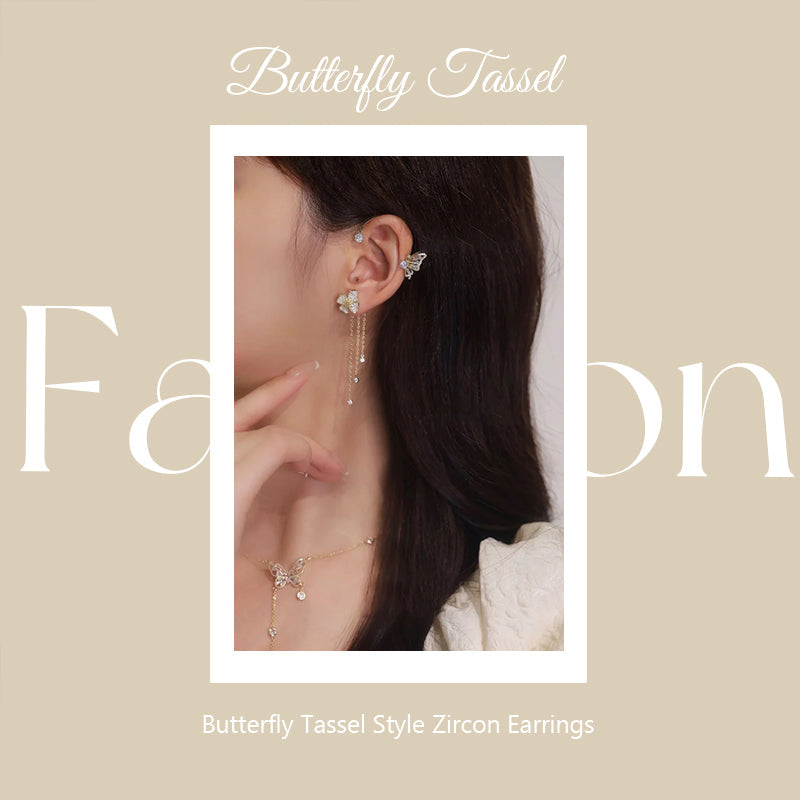 Butterfly Tassel Style Zirkonörhängen