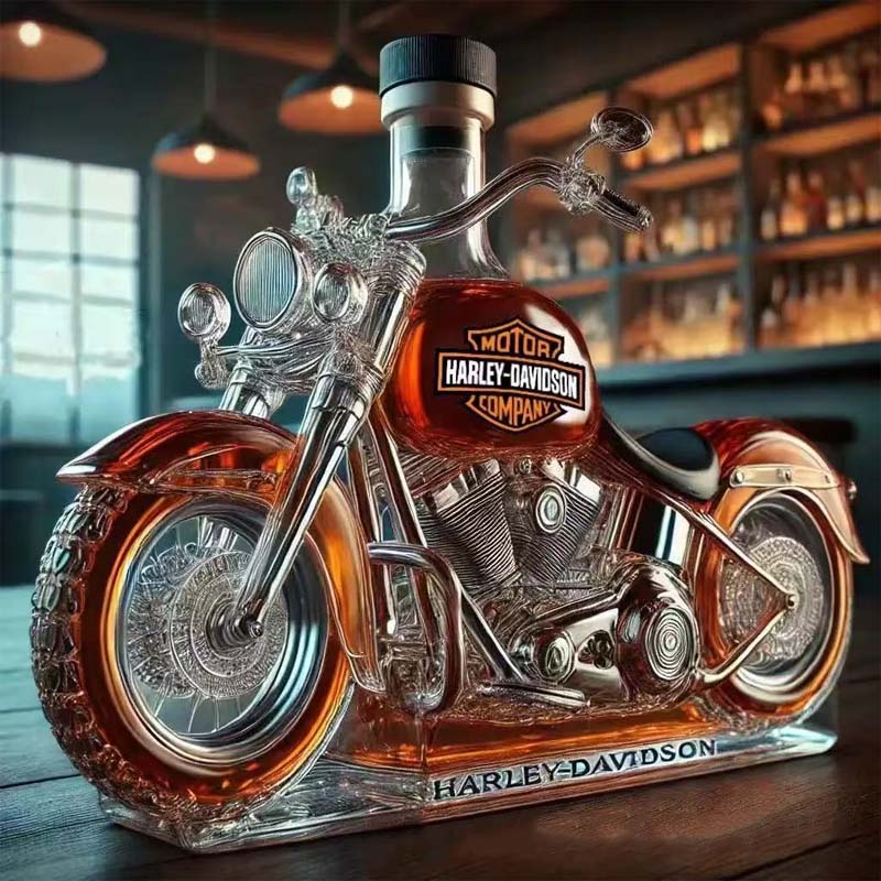 Kreativ vinflaska av motorcykelglas