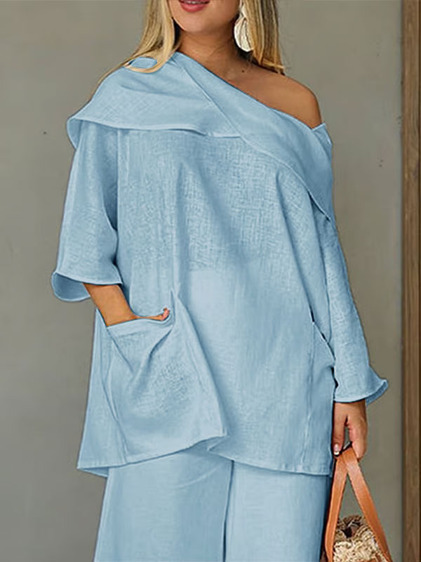 Damtopp med oregelbunden krage/Irregular Collar Ladies Top