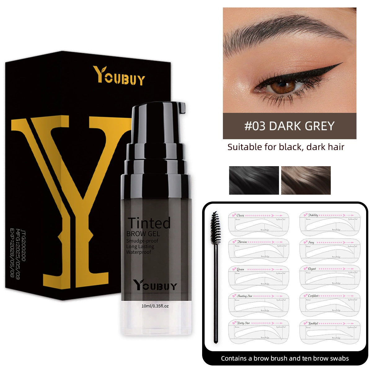 Långvarig Vattenfast Färgad Ögonbrynsgel/Long-lasting waterproof tinted eyebrow gel