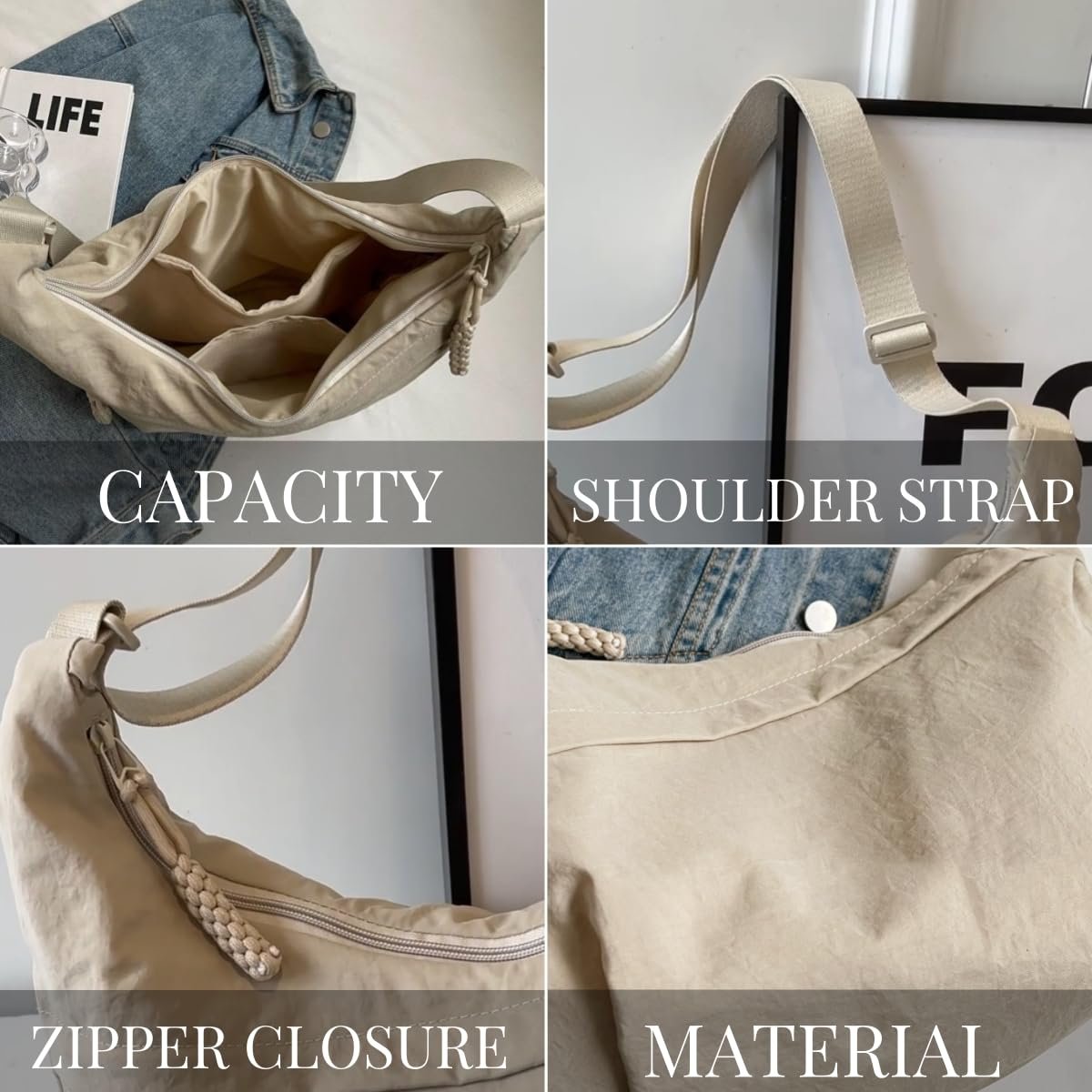 đ„Modern axelremsvĂ€ska i nylon i enfĂ€rgad designđ„