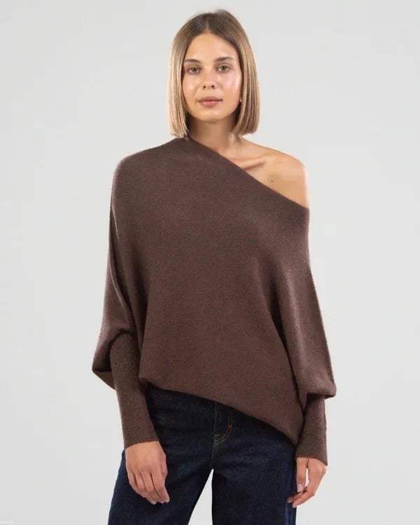 🌸Innovativa Asymmetriska Draperade Stickade Plagg