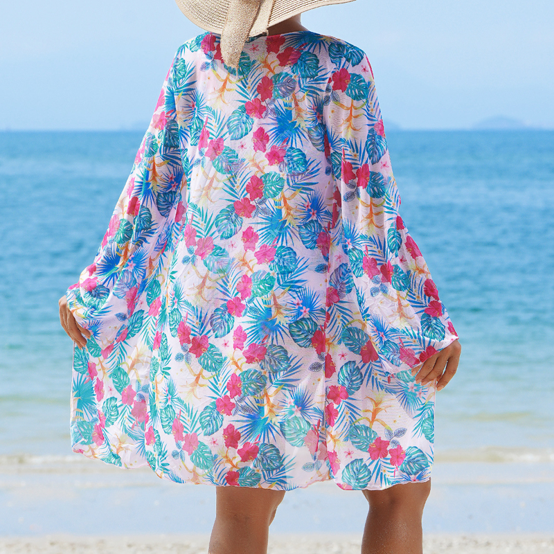 Fashionable multi-coloured printed 3-piece bikini swimsuit set for women