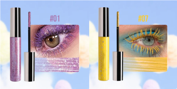 Färgglad Glittermascara