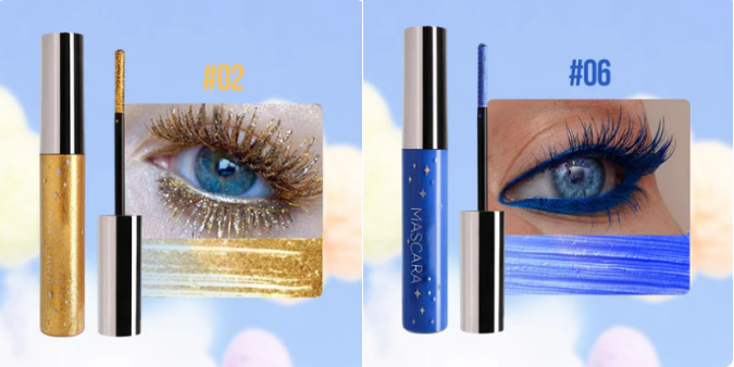 Färgglad Glittermascara