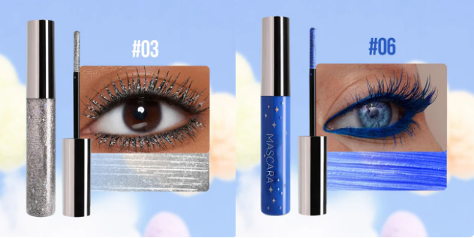 Färgglad Glittermascara