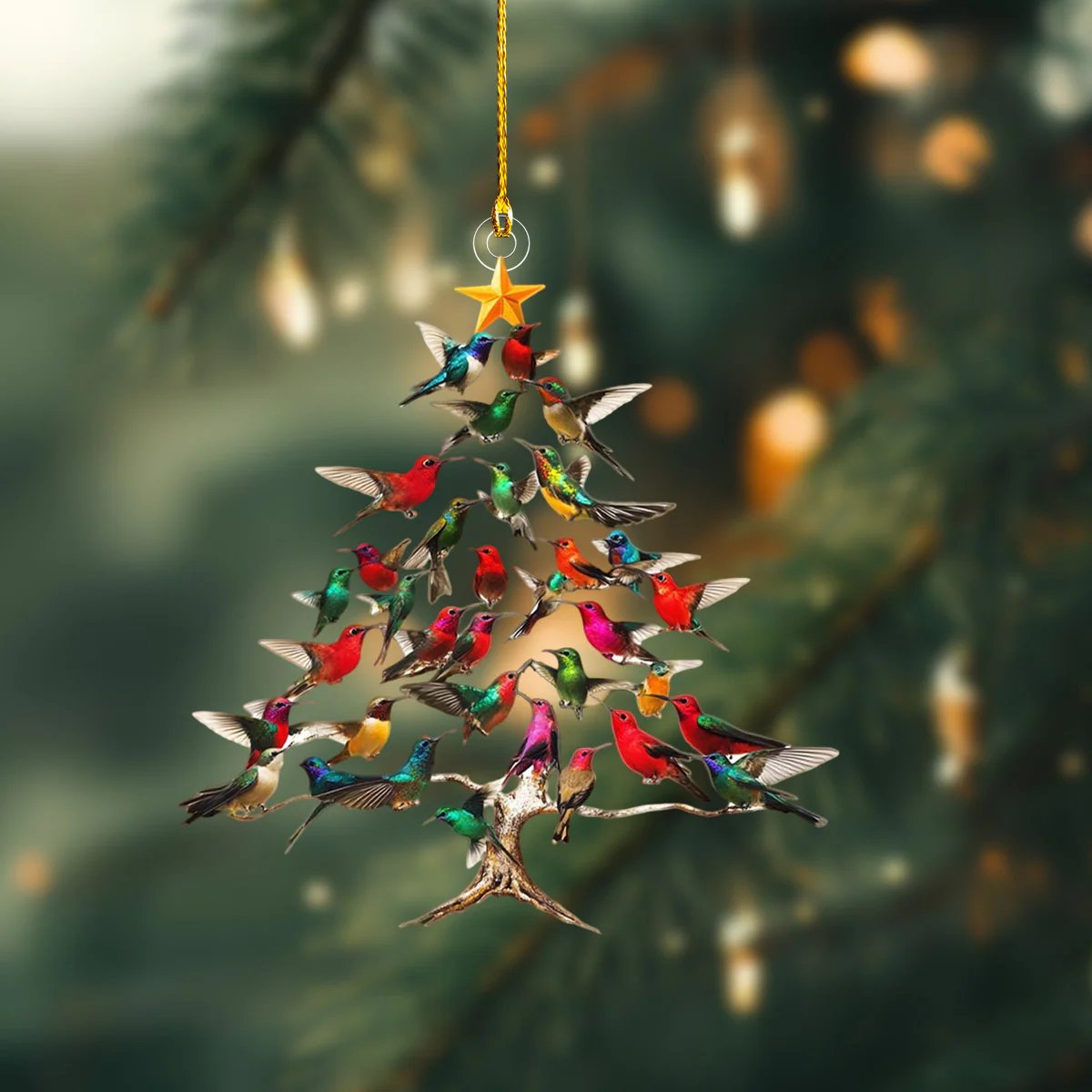 🐦🎄Hänge i akryl med simulerad fågel💠