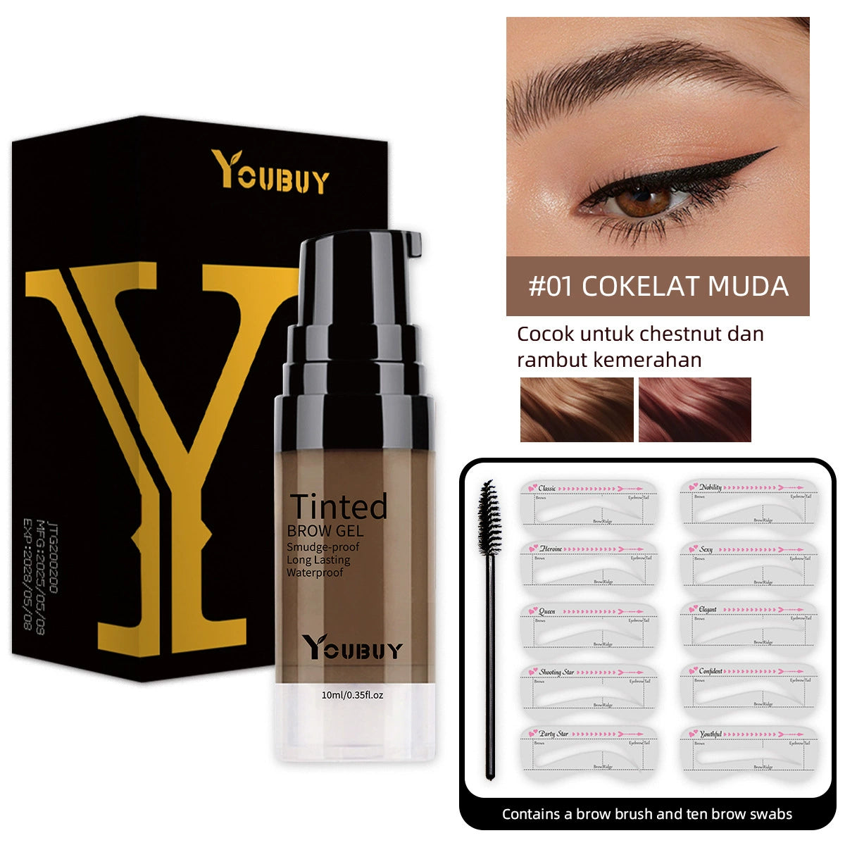 Långvarig Vattenfast Färgad Ögonbrynsgel/Long-lasting waterproof tinted eyebrow gel