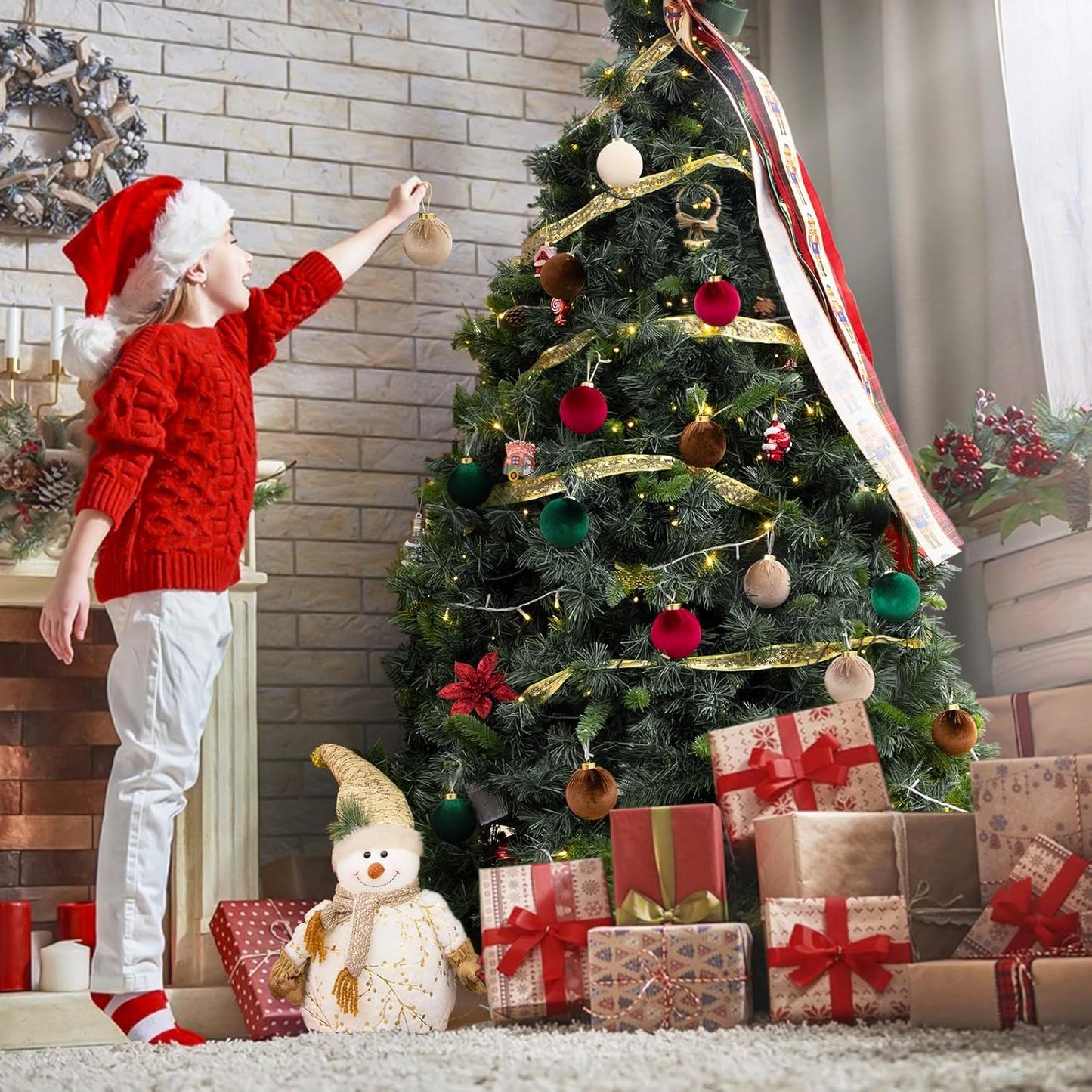 🎄Julgransdekorationer Sammetskula🎁