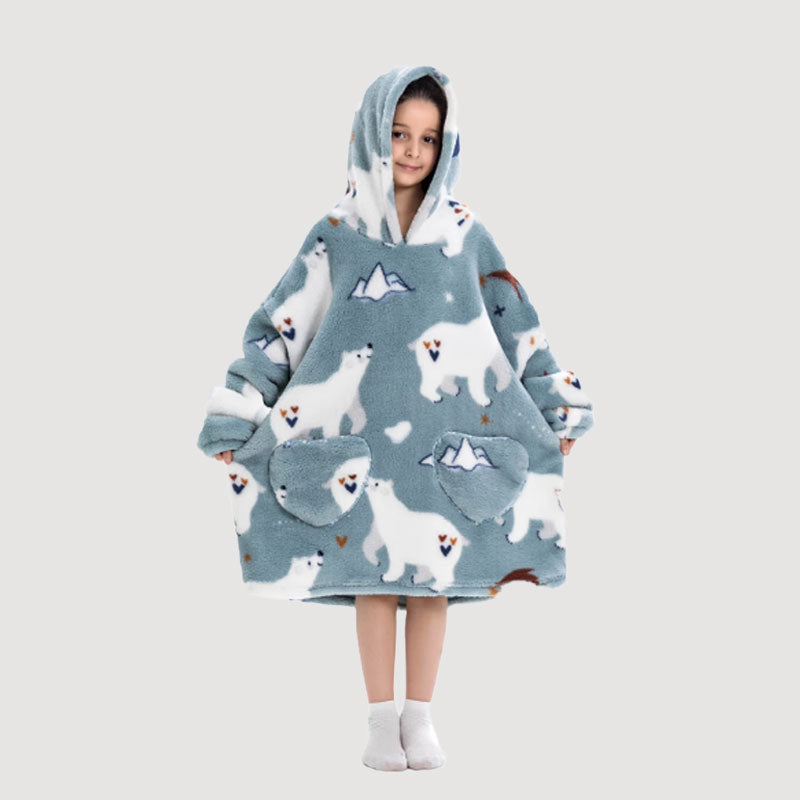 🧸 Förtjockad badrock med huva och filt