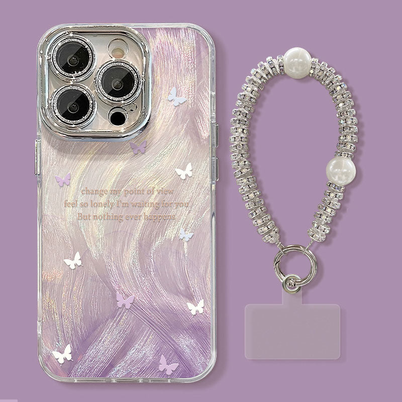 Lila Gradient Butterfly Stand Armband Telefonskal