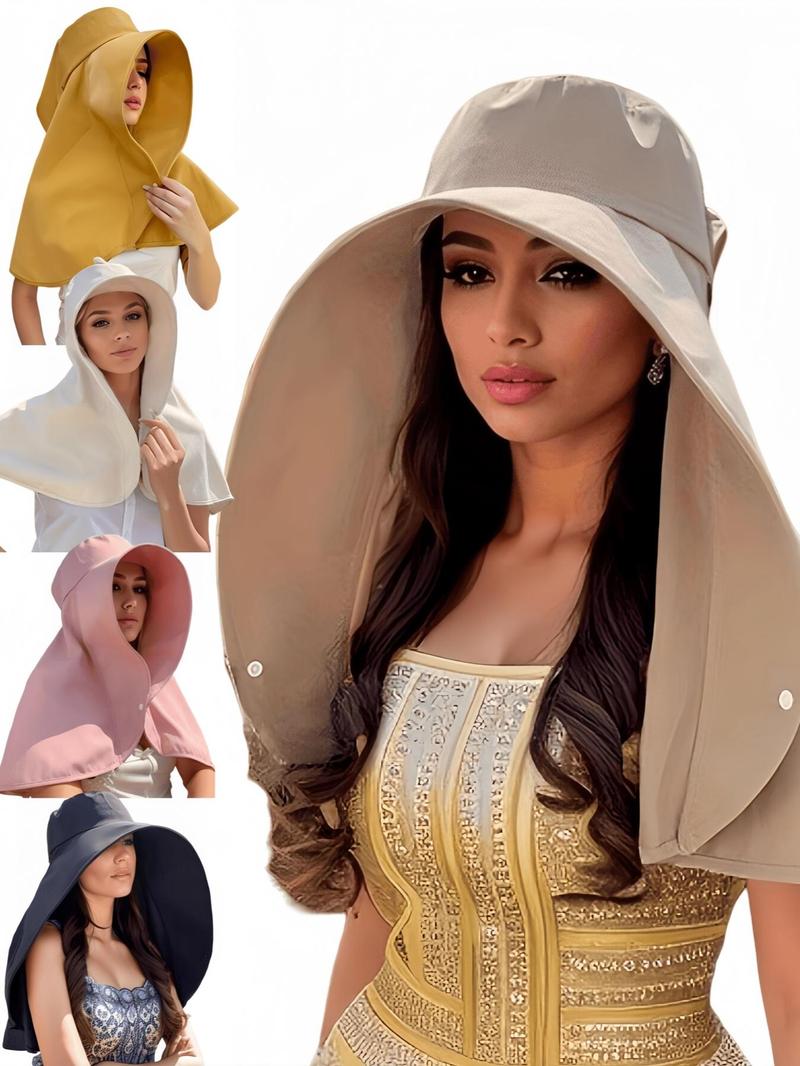 👒Helskyddande solskydd, sjal med stort brätte och solhatt👒