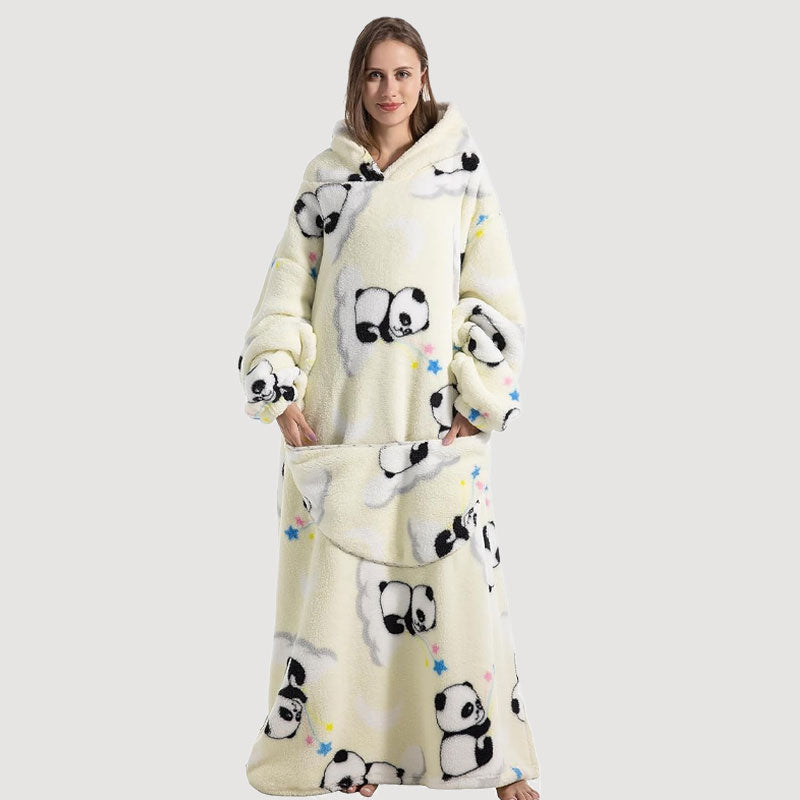 🧸 Förtjockad badrock med huva och filt