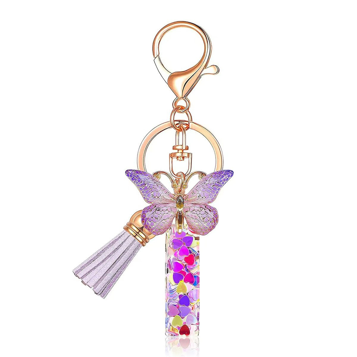 Nyckelring med hjärta, paljetter, engelska alfabetet