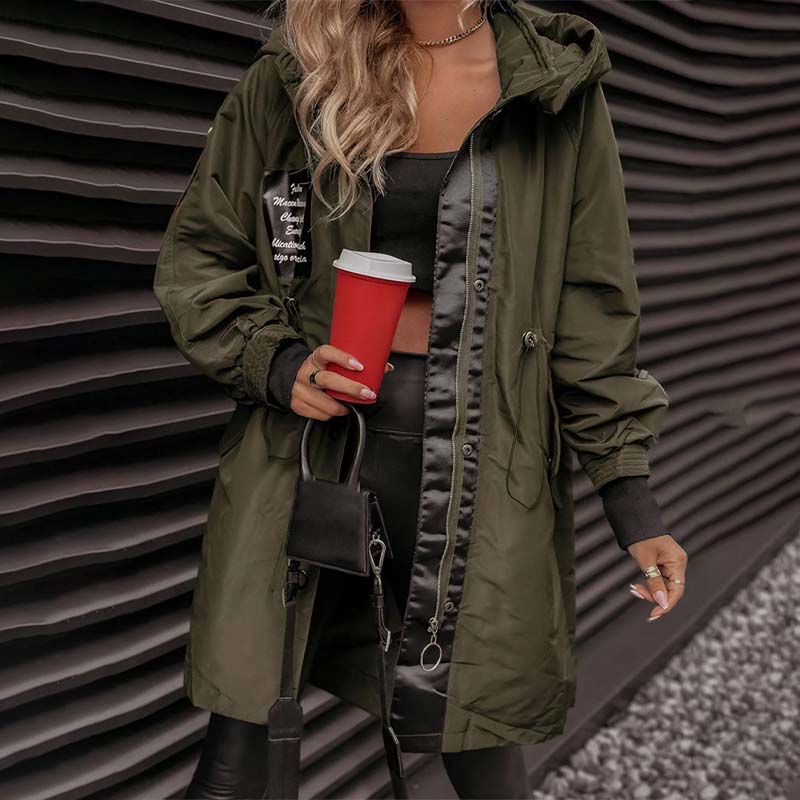 💜Långärmad jacka med huva för damer