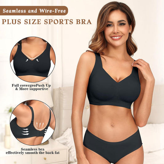 Sömlös och bygelfri sport-bh i stor storlek