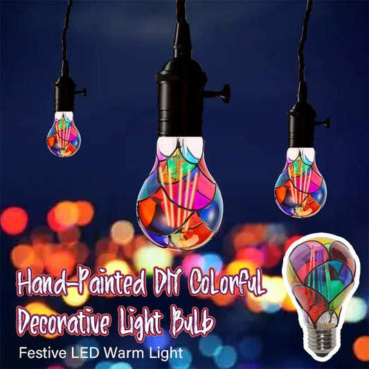 Handmålad DIY färgglad dekorativ glödlampa - festligt varmt LED-ljus💡🎨