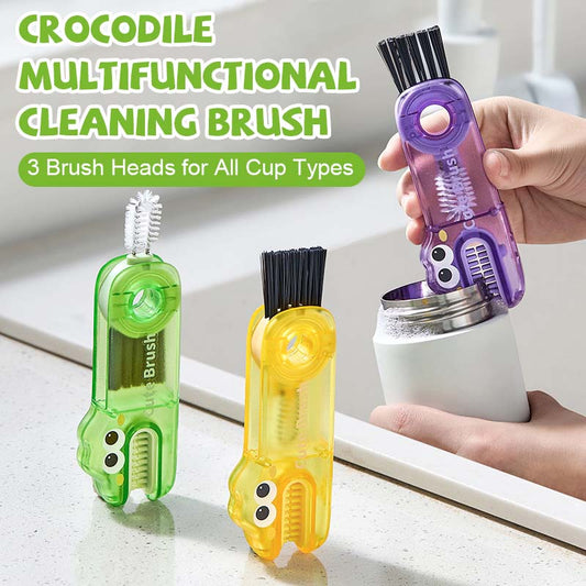 🐊 Krokodil Multifunktionell rengöringsborste - 3 borsthuvuden för alla kopptyper