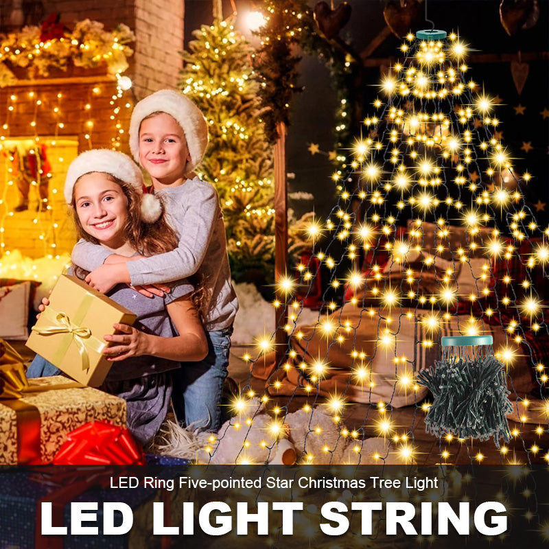 🎄 Led-Ring Julgransbelysning Med Fem Uddar Och Stjärna 🎄