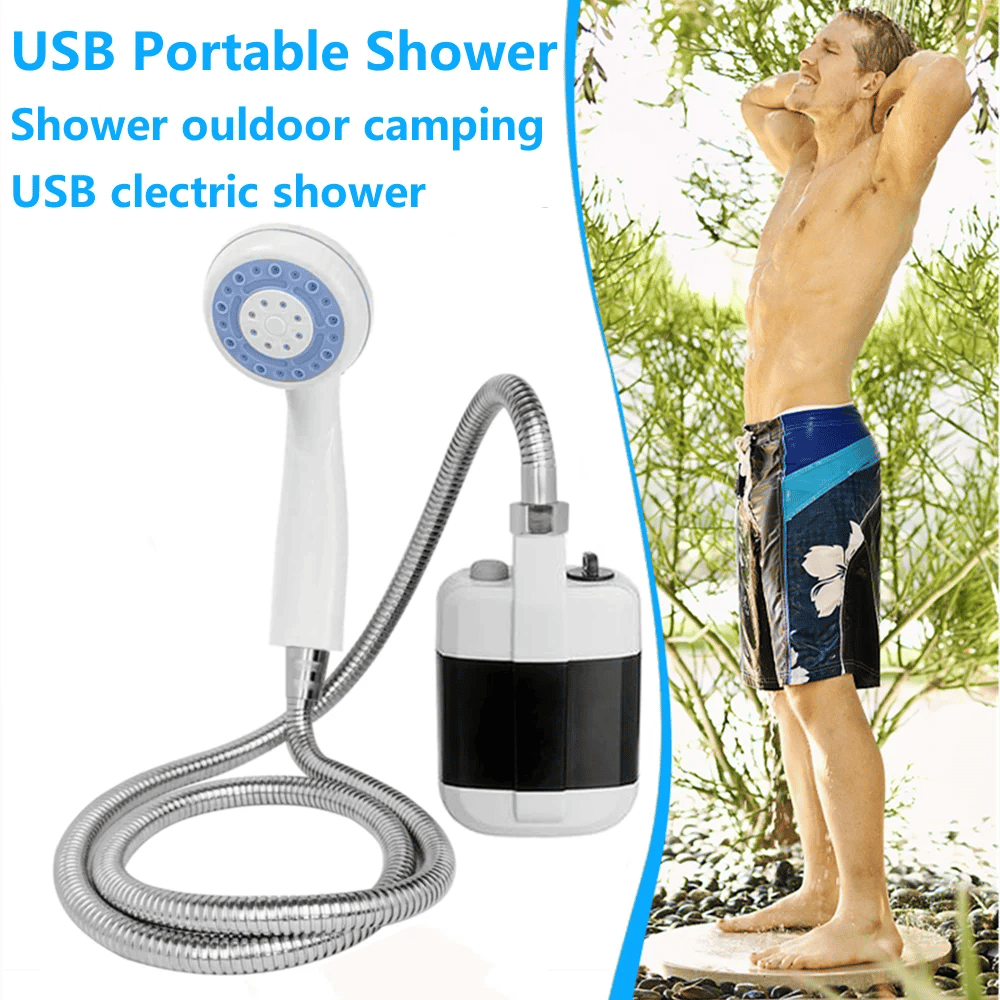 🚿 Håll dig fräsch utomhus – Bärbar campingdusch med justerbart flöde – För enkel och bekväm rengöring utomhus!