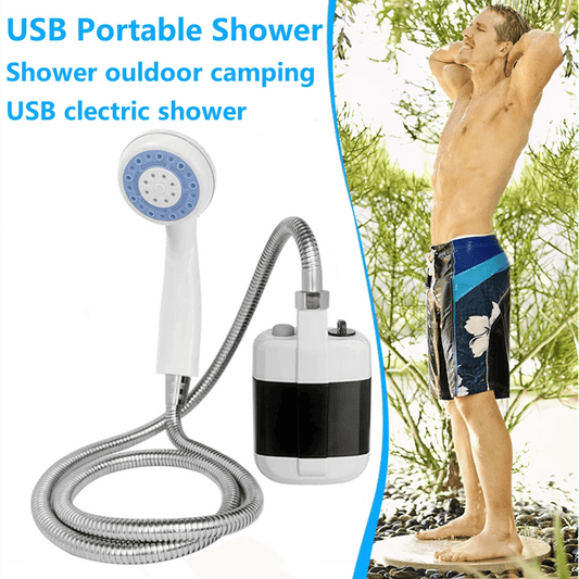 🚿 Håll dig fräsch utomhus – Bärbar campingdusch med justerbart flöde – För enkel och bekväm rengöring utomhus!