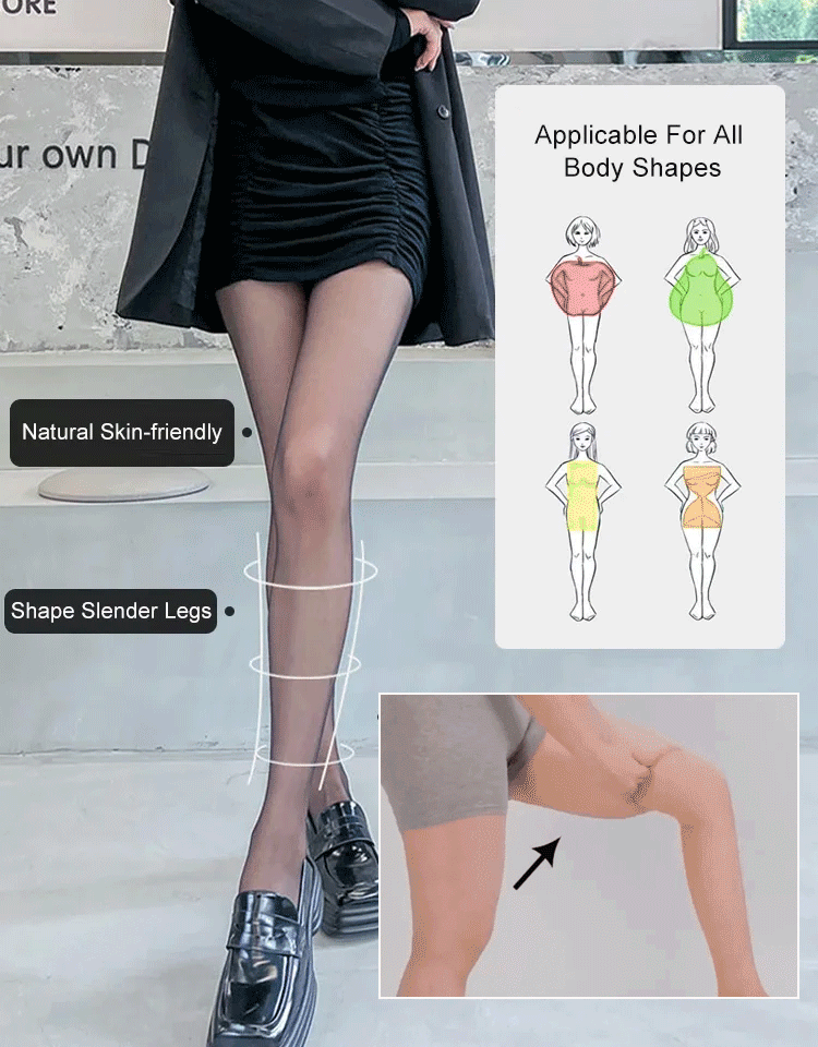 🍀Pärlemorskimrande sidenstrumpor Sexiga nylonstrumpbyxor（3pcs)