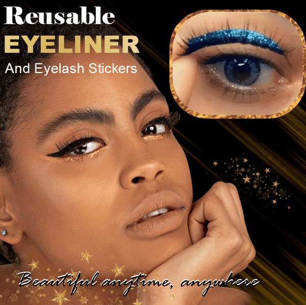 ÅTERANVÄNDBARA SJÄLVHÄFTANDE EYELINER- OCH ÖGONFRANSSTICKERS MED GLITTER