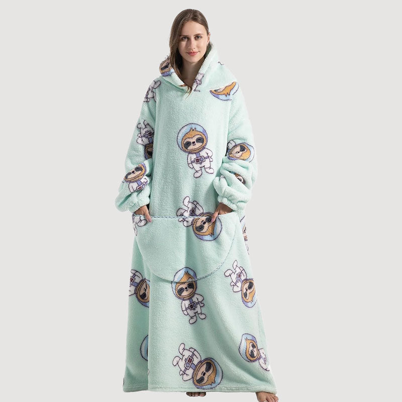 🧸 Förtjockad badrock med huva och filt