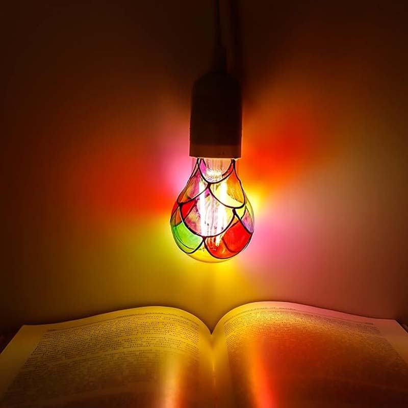 Handmålad DIY färgglad dekorativ glödlampa - festligt varmt LED-ljus💡🎨