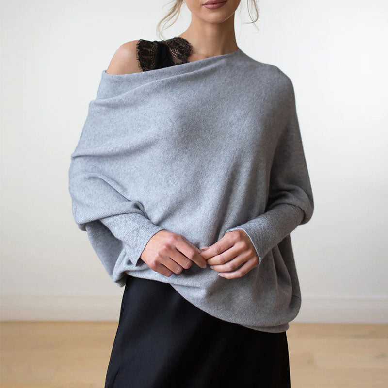🌸Innovativa Asymmetriska Draperade Stickade Plagg