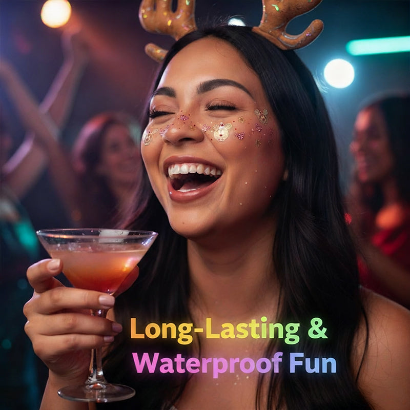 🎅 Julglitter-fräkne-tatueringsklistermärke