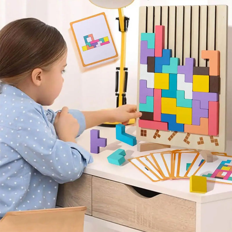 Patchwork Cube-spel i trä