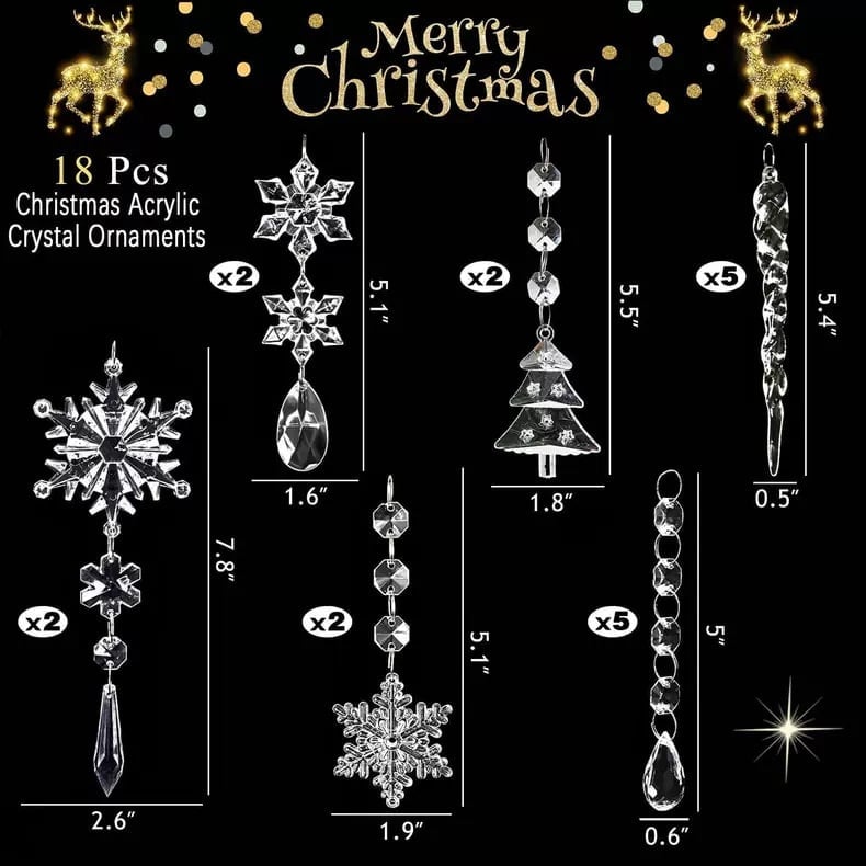 18st kristalljulprydnader för julgransdekorationer