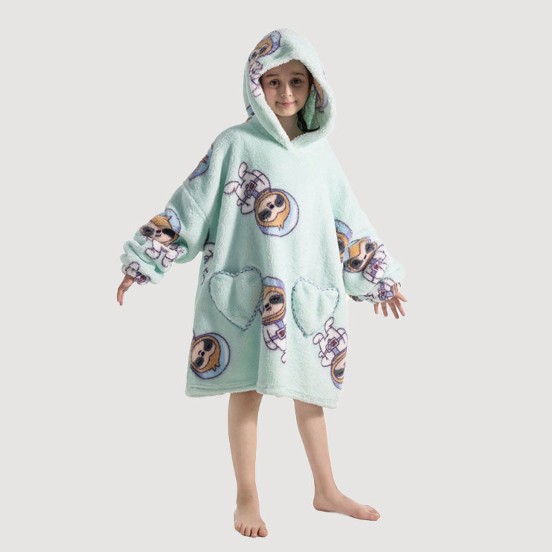 🧸 Förtjockad badrock med huva och filt