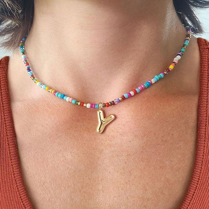 Beaded Initial Necklace