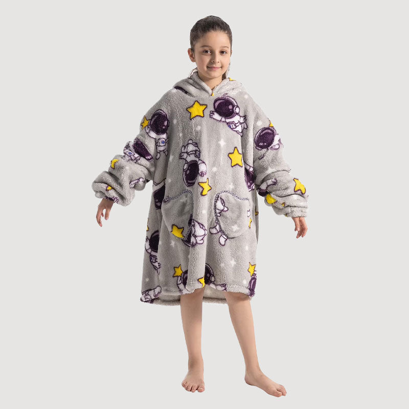 🧸 Förtjockad badrock med huva och filt