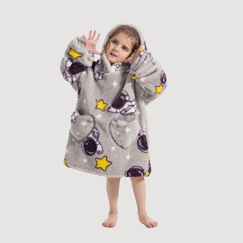 🧸 Förtjockad badrock med huva och filt