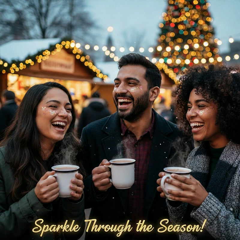 🎅 Julglitter-fräkne-tatueringsklistermärke