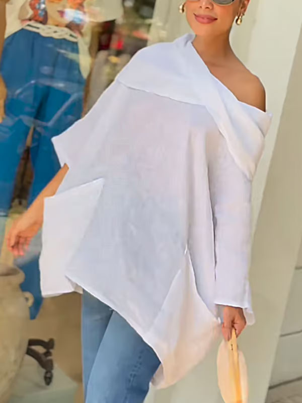 Damtopp med oregelbunden krage/Irregular Collar Ladies Top