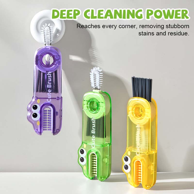 🐊 Krokodil Multifunktionell rengöringsborste - 3 borsthuvuden för alla kopptyper