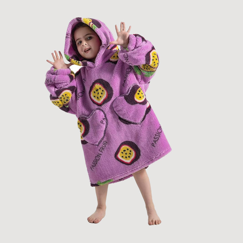 🧸 Förtjockad badrock med huva och filt